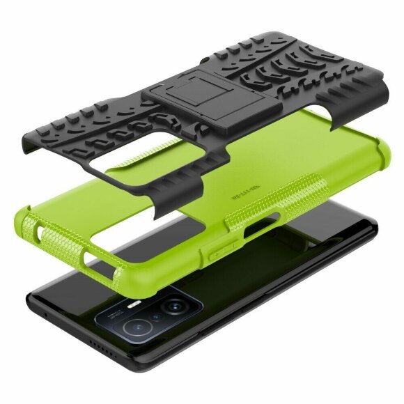 Чехол Hybrid Armor для Xiaomi 11T / Xiaomi 11T Pro (черный + зеленый) Чехол Hybrid Armor для Xiaomi 11T / Xiaomi 11T Pro (черный + зеленый)