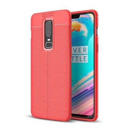 Чехол-накладка Litchi Grain для OnePlus 6 (красный)