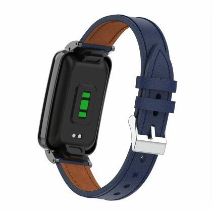 Кожаный ремешок для Xiaomi Smart Band 7 Pro (темно-синий)