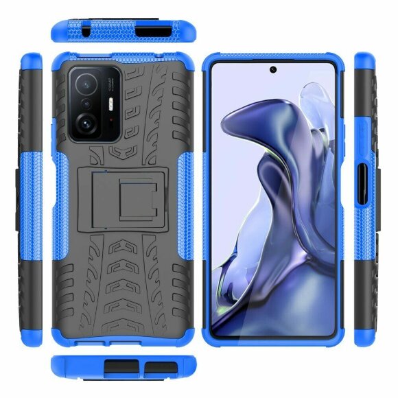 Чехол Hybrid Armor для Xiaomi 11T / Xiaomi 11T Pro (черный + голубой) Чехол Hybrid Armor для Xiaomi 11T / Xiaomi 11T Pro (черный + голубой)