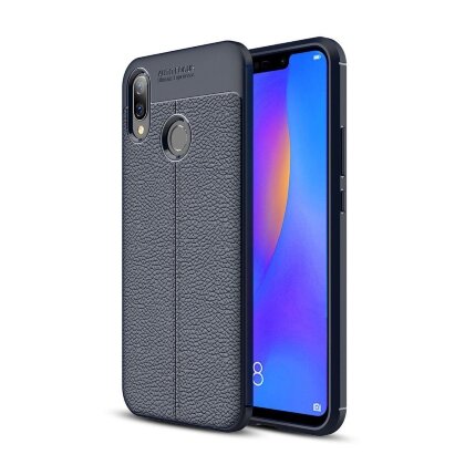 Чехол-накладка Litchi Grain для Huawei Nova 3i / P Smart+ (Plus) (темно-синий)