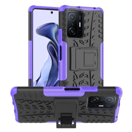 Чехол Hybrid Armor для Xiaomi 11T / Xiaomi 11T Pro (черный + фиолетовый)
