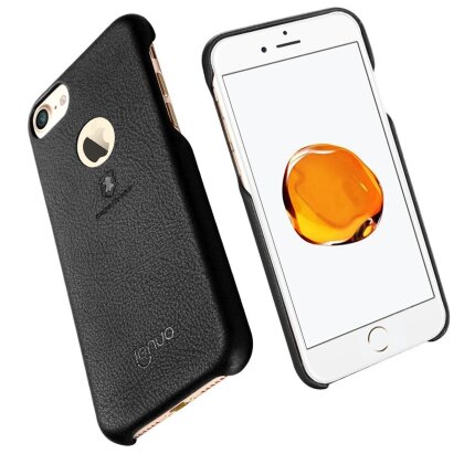 Кожаная накладка LENUO для iPhone 7 (черный)