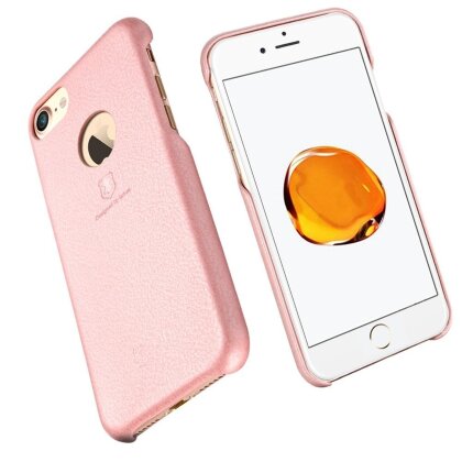 Кожаная накладка LENUO для iPhone 7 (розовый)