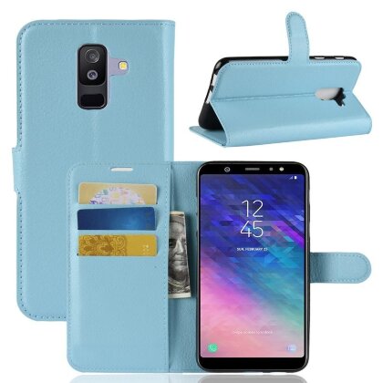 Чехол с визитницей для Samsung Galaxy A6+ (Plus) (голубой)
