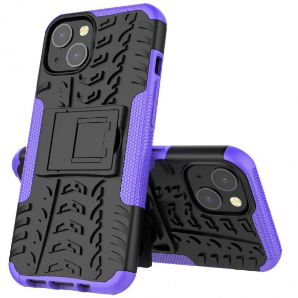 Чехол Hybrid Armor для iPhone 13 (черный + фиолетовый) Чехол Hybrid Armor для iPhone 13 (черный + фиолетовый)