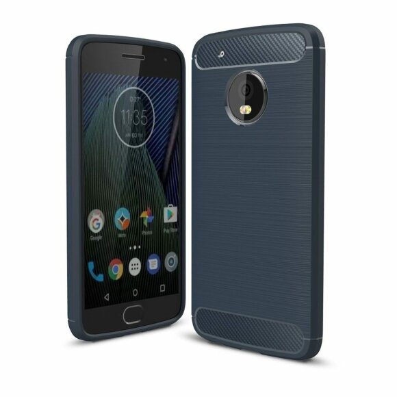 Чехол-накладка Carbon Fibre для Motorola Moto G5 Plus (темно-синий)