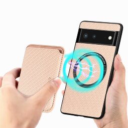 Чехол с магнитным держателем карт для Google Pixel 6 Pro (бежевый)