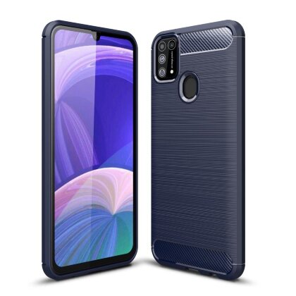 Чехол-накладка Carbon Fibre для Samsung Galaxy M31 (темно-синий)