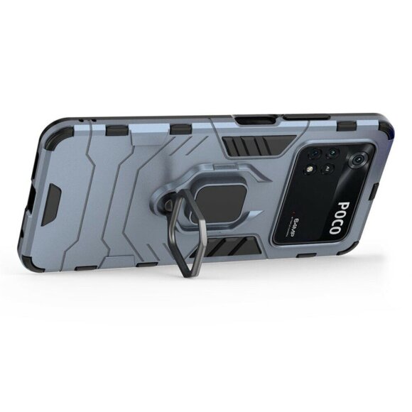 Чехол Armor Ring Holder для Xiaomi Poco M4 Pro 4G (темно-синий)