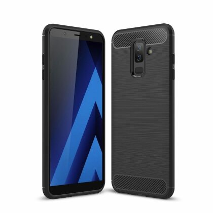 Чехол-накладка Carbon Fibre для Samsung Galaxy A6+ (Plus) (черный)