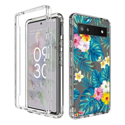 Чехол Flower Pattern для Google Pixel 6a (Plantain Leaf)