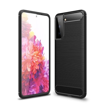 Чехол-накладка Carbon Fibre для Samsung Galaxy S21+ (Plus) (черный)