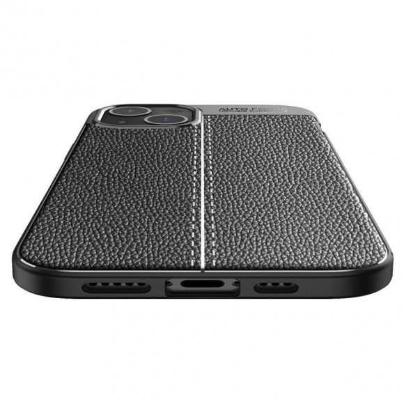 Чехол-накладка Litchi Grain для iPhone 13 (черный)