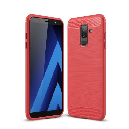 Чехол-накладка Carbon Fibre для Samsung Galaxy A6+ (Plus) (красный)