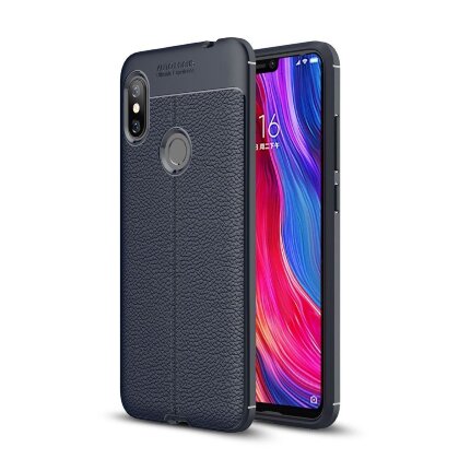 Чехол-накладка Litchi Grain для Xiaomi Redmi Note 6 Pro (темно-синий)