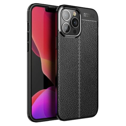 Чехол-накладка Litchi Grain для iPhone 13 Pro Max (черный)
