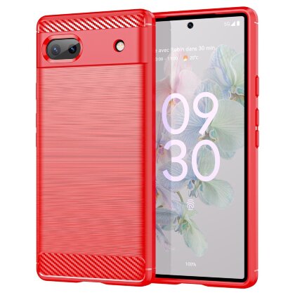Чехол-накладка Carbon Fibre для Google Pixel 6a (красный)
