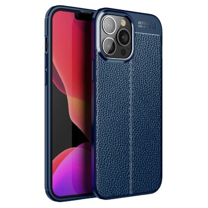 Чехол-накладка Litchi Grain для iPhone 13 Pro Max (темно-синий)