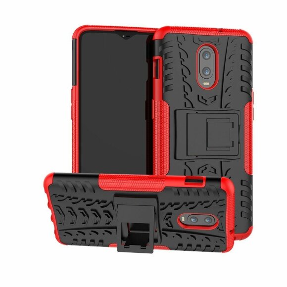 Чехол Hybrid Armor для OnePlus 6T (черный + красный)