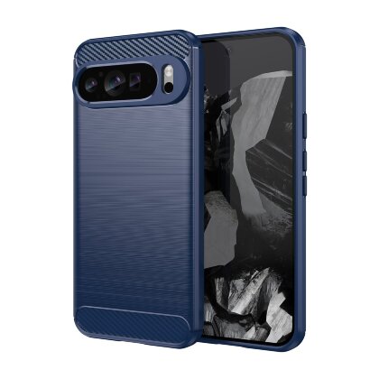 Чехол-накладка Carbon Fibre для Google Pixel 9 Pro XL (темно-синий)
