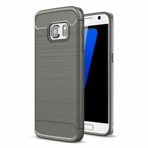 Чехол-накладка Carbon Fibre для Samsung Galaxy S7 (серый)