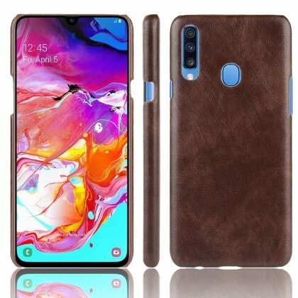 Кожаная накладка-чехол для Samsung Galaxy A20s (коричневый)