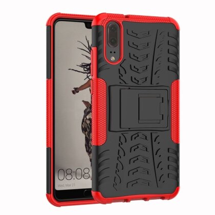 Чехол Hybrid Armor для Huawei P20 (черный + красный)