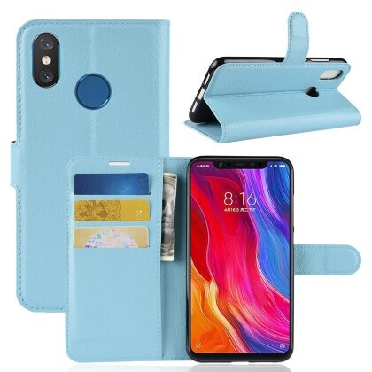 Чехол с визитницей для Xiaomi Mi 8 (голубой)