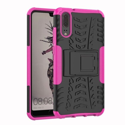 Чехол Hybrid Armor для Huawei P20 (черный + розовый)