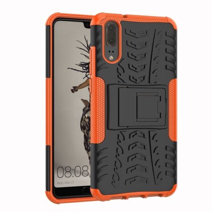 Чехол Hybrid Armor для Huawei P20 (черный + оранжевый)