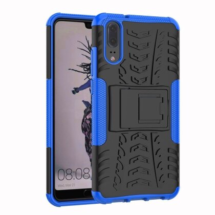 Чехол Hybrid Armor для Huawei P20 (черный + голубой)