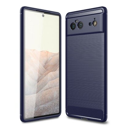 Чехол-накладка Carbon Fibre для Google Pixel 6 Pro (темно-синий)