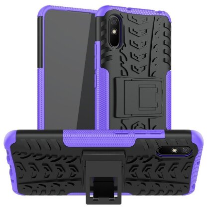 Чехол Hybrid Armor для Xiaomi Redmi 9A (черный + фиолетовый)