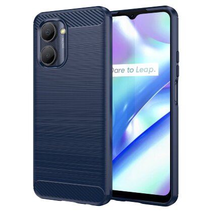 Чехол-накладка Carbon Fibre для Realme C33 (темно-синий)