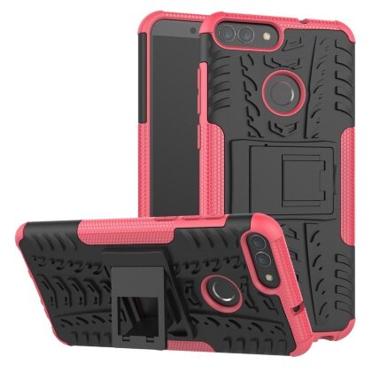 Чехол Hybrid Armor для Huawei P Smart / Enjoy 7S (черный + розовый)