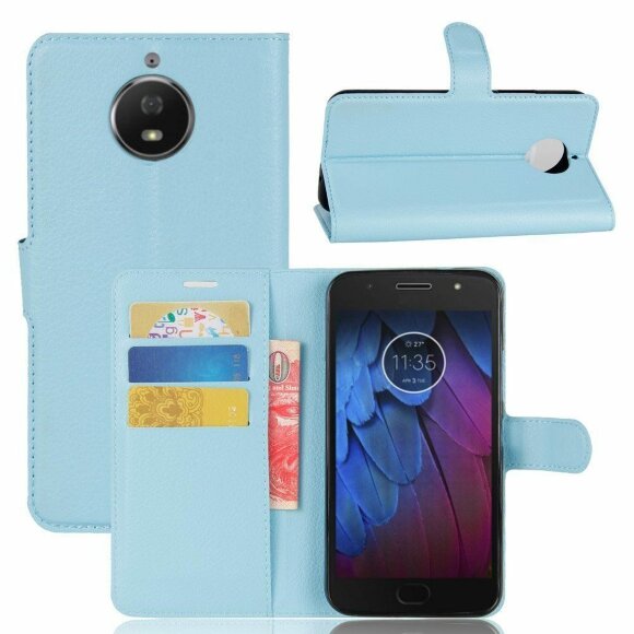 Чехол с визитницей для Motorola Moto G5S Plus (голубой)