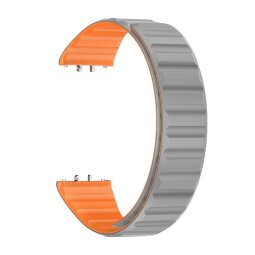 Ремешок для Samsung Galaxy Fit 3 Magnetic Silicone (серый, оранжевый)