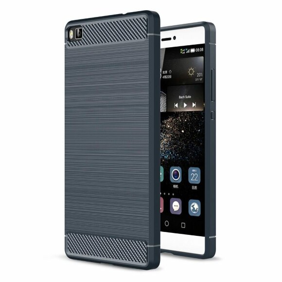 Чехол-накладка Carbon Fibre для Huawei P8 (темно-синий)