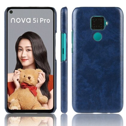 Кожаная накладка-чехол для Huawei Nova 5i Pro / Mate 30 Lite (синий)