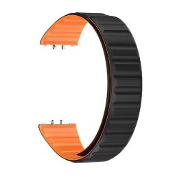 Ремешок для Samsung Galaxy Fit 3 Magnetic Silicone (черный, оранжевый)