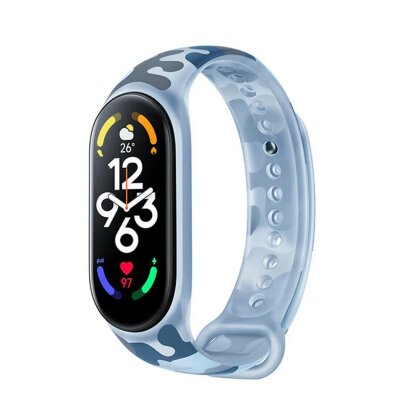 Камуфляжный силиконовый ремешок для Xiaomi Mi Band 7 (голубой)