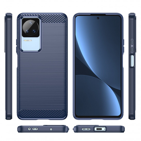 Чехол-накладка Carbon Fibre для Poco F4 (темно-синий) Чехол-накладка Carbon Fibre для Poco F4 (темно-синий)