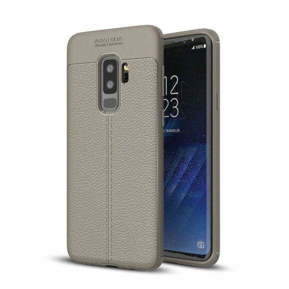 Чехол-накладка Litchi Grain для Samsung Galaxy S9 Plus (серый)