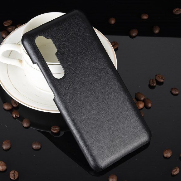 Кожаная накладка-чехол для Xiaomi Mi Note 10 Lite (черный)