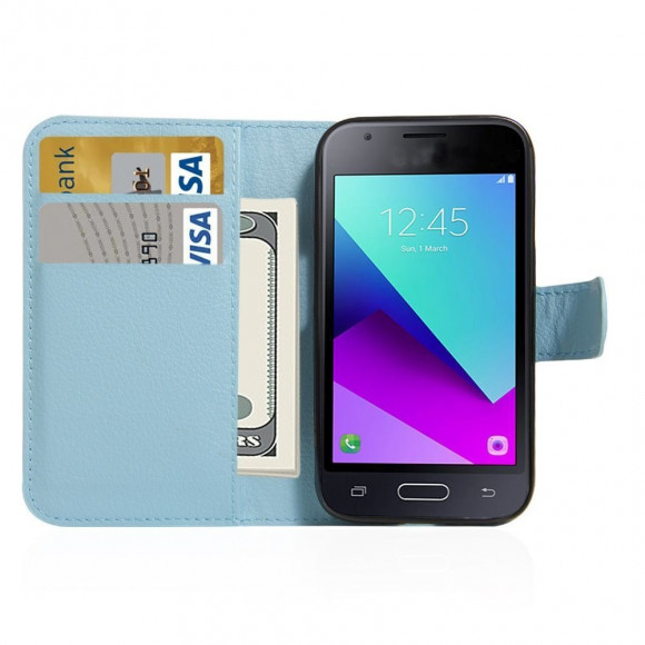 Чехол с визитницей для Samsung Galaxy J1 mini Prime (голубой) Чехол с визитницей для Samsung Galaxy J1 mini Prime (голубой)