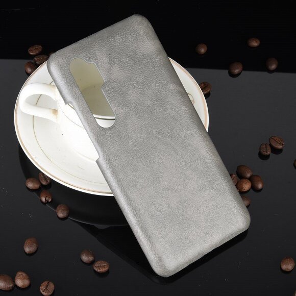 Кожаная накладка-чехол для Xiaomi Mi Note 10 Lite (серый) Кожаная накладка-чехол для Xiaomi Mi Note 10 Lite (серый)