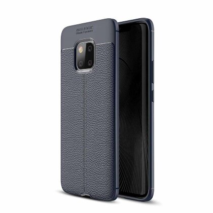 Чехол-накладка Litchi Grain для Huawei Mate 20 Pro (темно-синий)