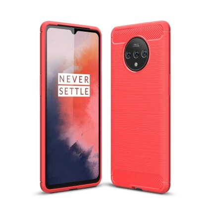Чехол-накладка Carbon Fibre для OnePlus 7T (красный)
