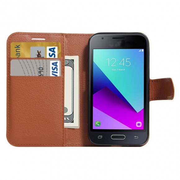 Чехол с визитницей для Samsung Galaxy J1 mini Prime (коричневый) Чехол с визитницей для Samsung Galaxy J1 mini Prime (коричневый)